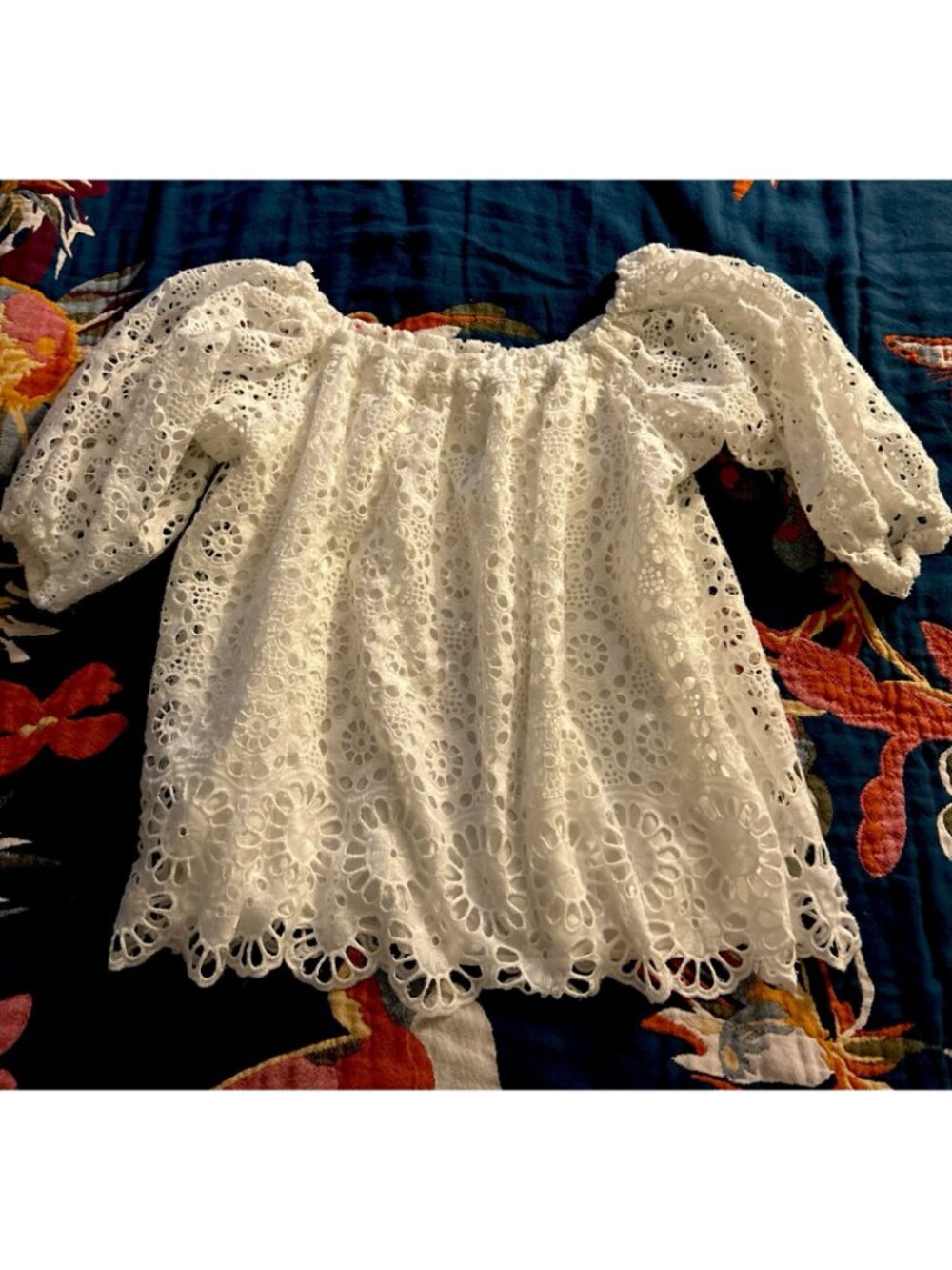 Anthropologie Maeve Off White Off The Shoulder Eyelet Top Lace Size XS - Picture 2 of 10